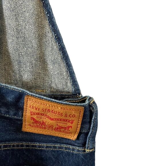 Levi's Cotton Dark Wash Denim Bib Overalls Straight Leg Size Small - Picture 7 of 9